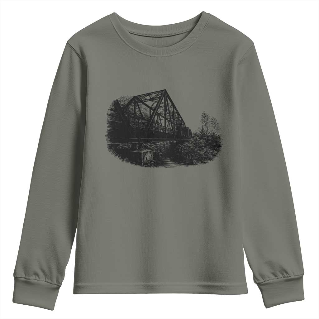 Mother Road Adventure Graphic Youth Sweatshirt Vintage Route Highway 66 Bridge