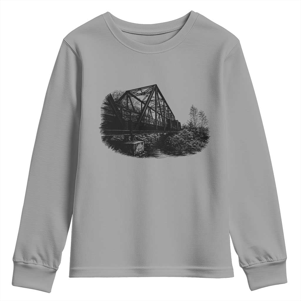 Mother Road Adventure Graphic Youth Sweatshirt Vintage Route Highway 66 Bridge
