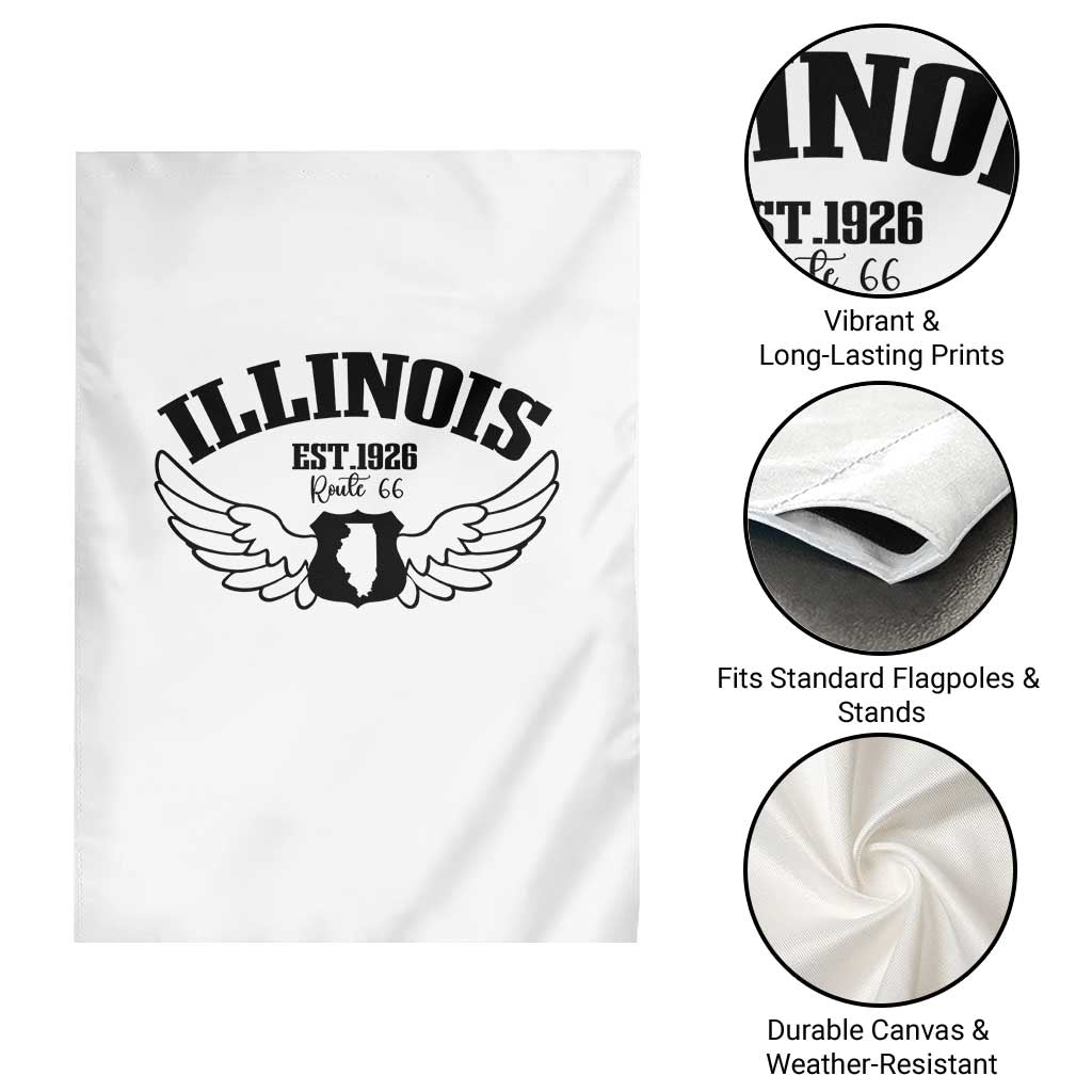 Illinois Route Highway 66 Souvenir Garden Flag Open Road Adventure