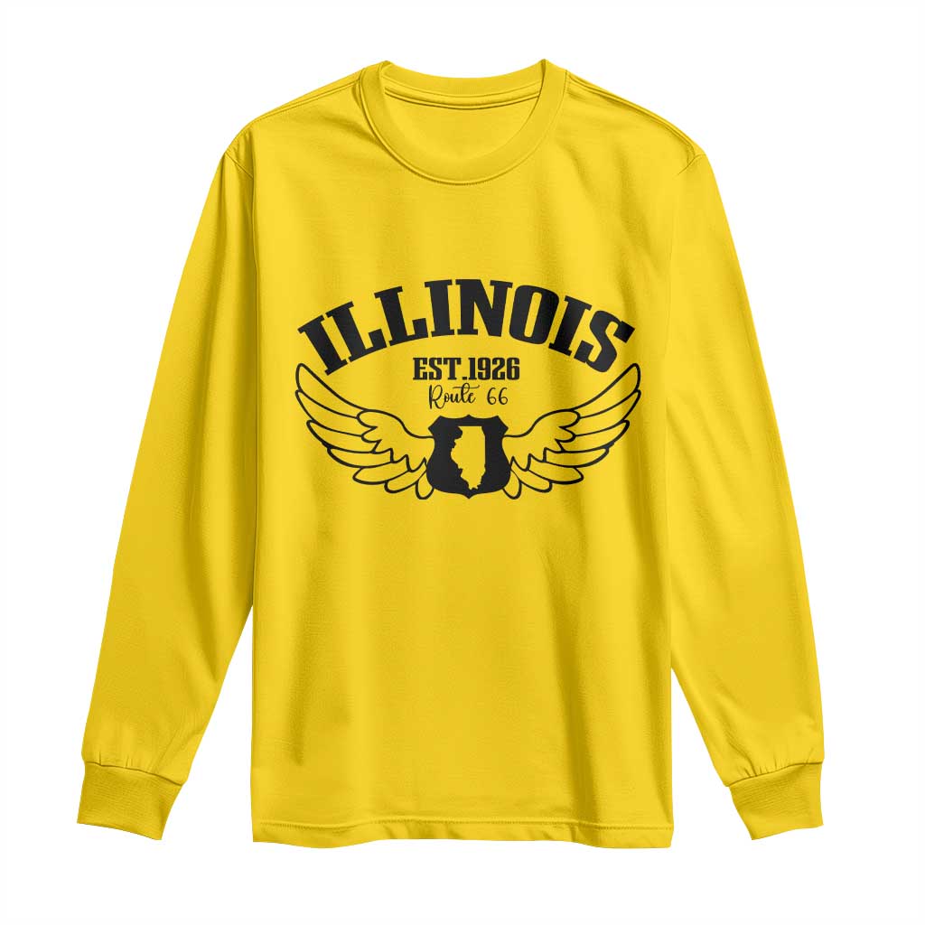 Illinois Route Highway 66 Souvenir Long Sleeve Shirt Open Road Adventure