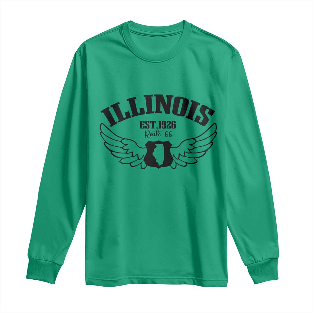Illinois Route Highway 66 Souvenir Long Sleeve Shirt Open Road Adventure