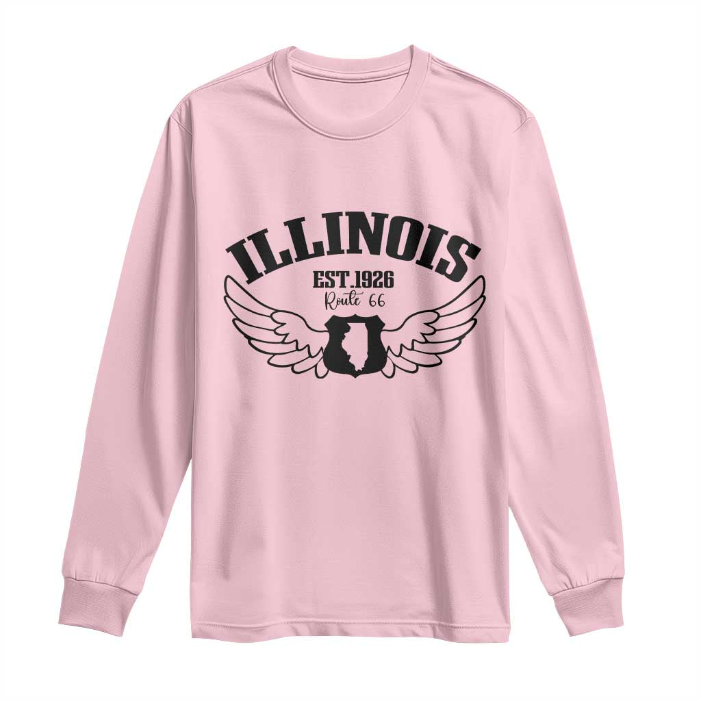 Illinois Route Highway 66 Souvenir Long Sleeve Shirt Open Road Adventure