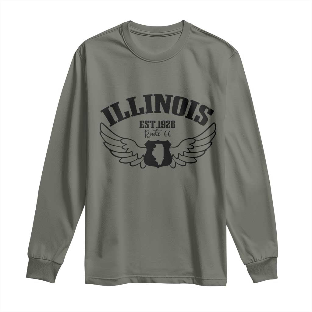 Illinois Route Highway 66 Souvenir Long Sleeve Shirt Open Road Adventure
