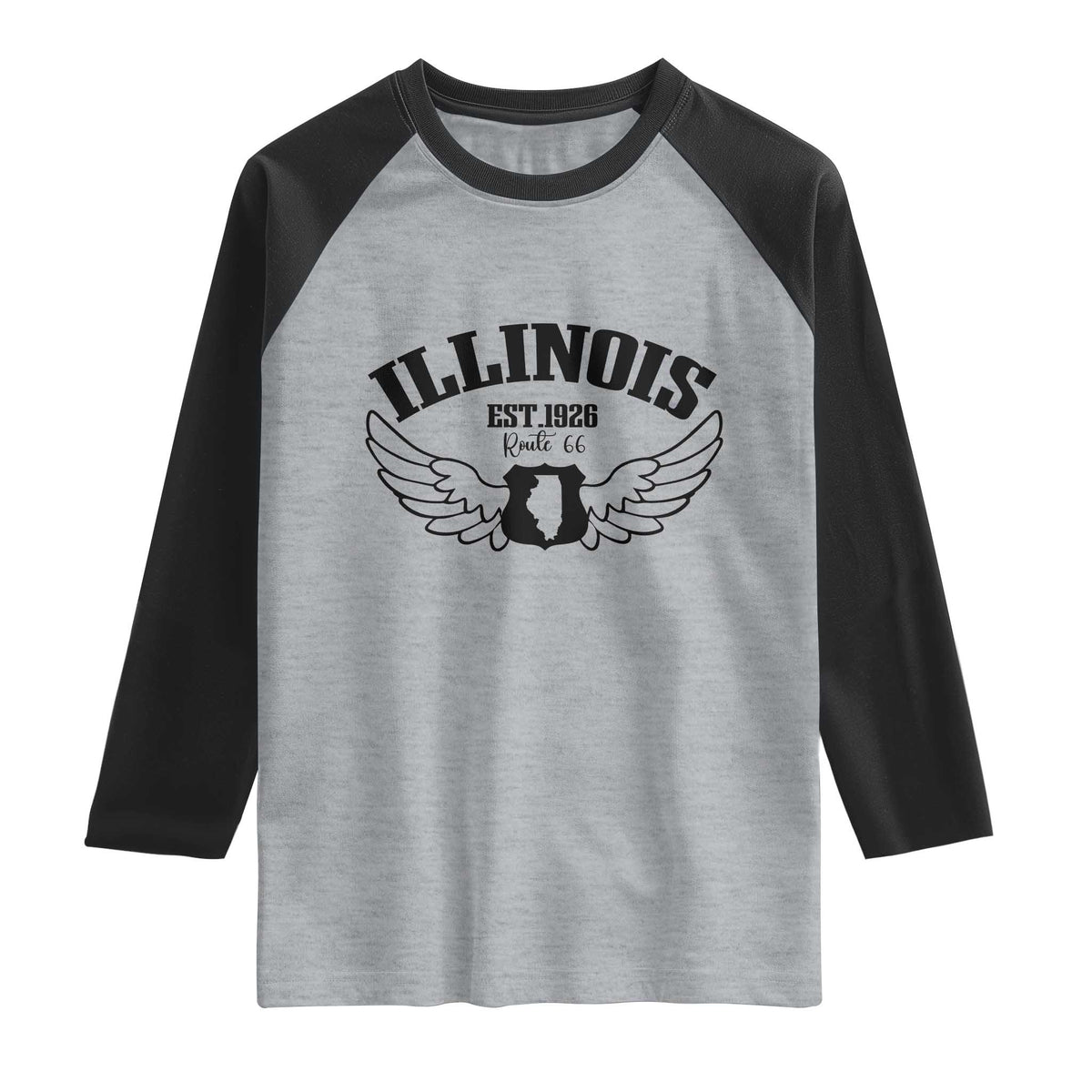 Illinois Route Highway 66 Souvenir Raglan Shirt Open Road Adventure