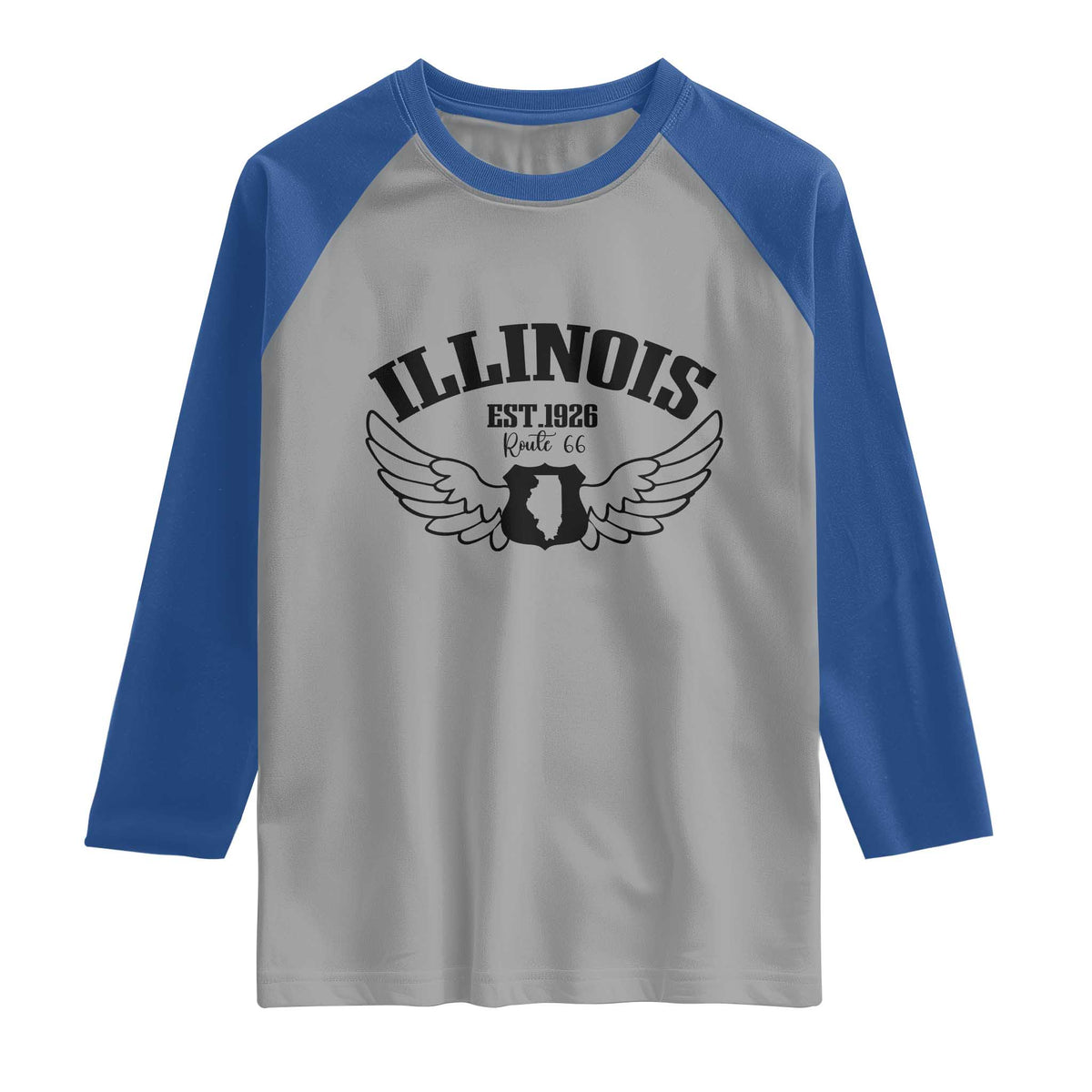 Illinois Route Highway 66 Souvenir Raglan Shirt Open Road Adventure