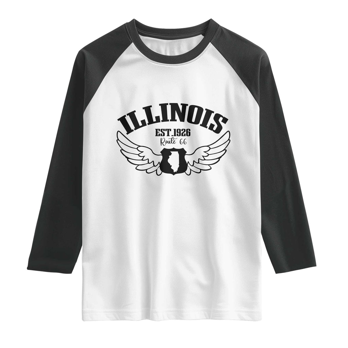 Illinois Route Highway 66 Souvenir Raglan Shirt Open Road Adventure