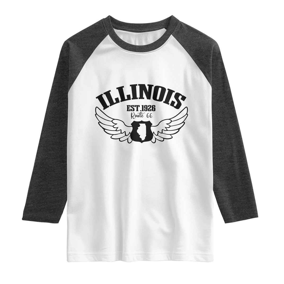 Illinois Route Highway 66 Souvenir Raglan Shirt Open Road Adventure