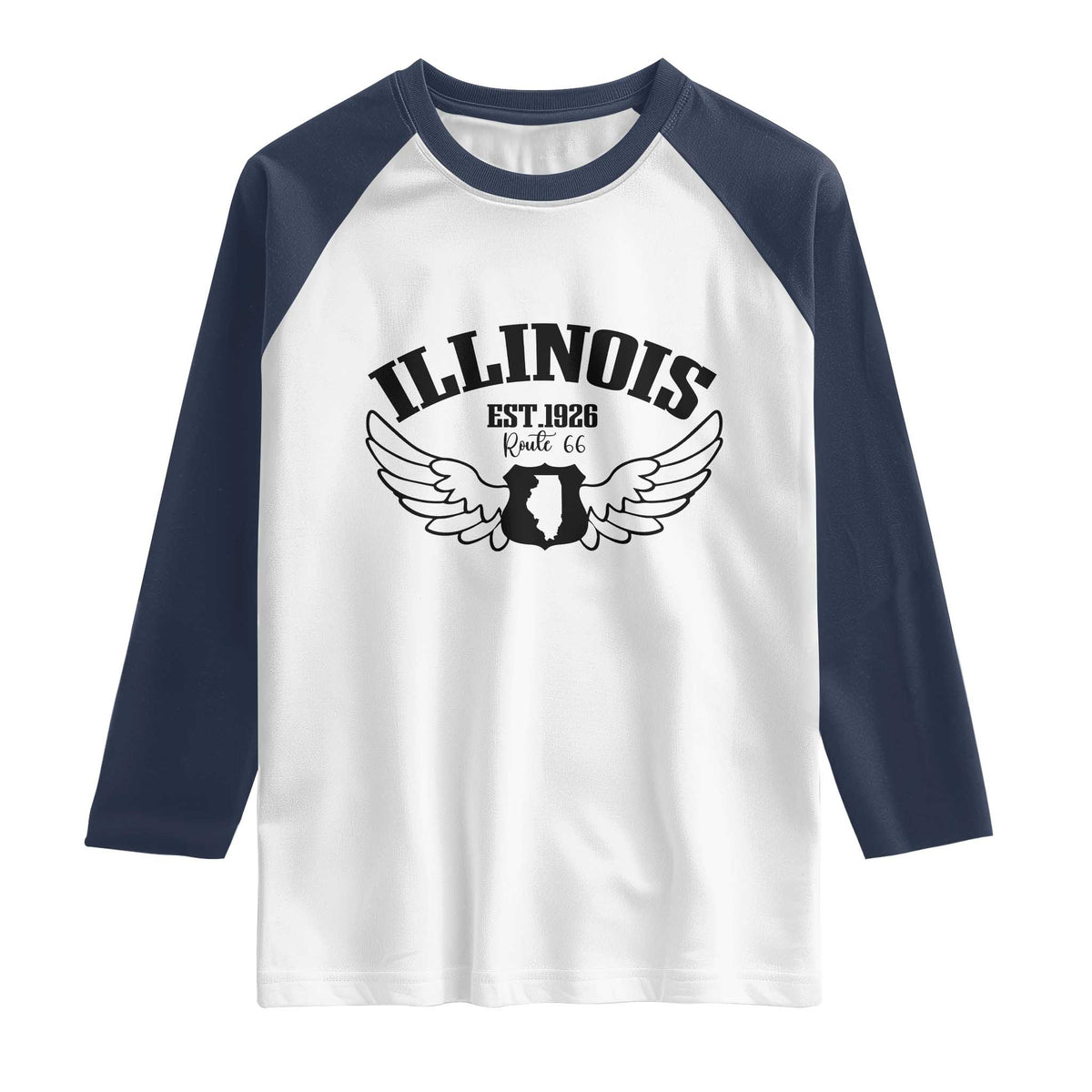 Illinois Route Highway 66 Souvenir Raglan Shirt Open Road Adventure