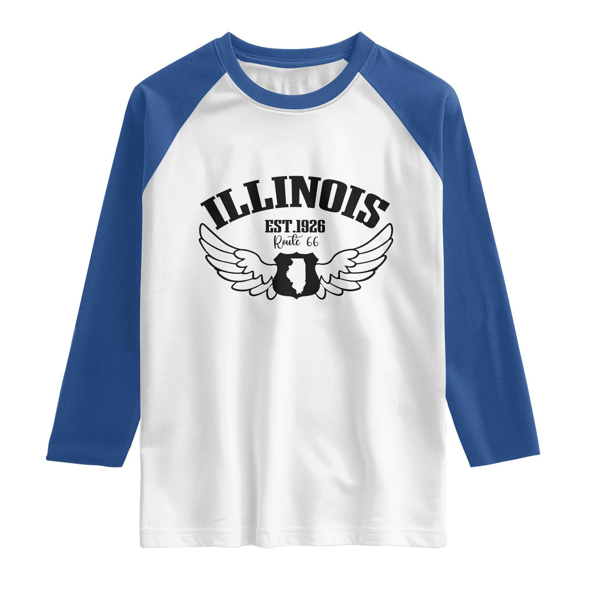Illinois Route Highway 66 Souvenir Raglan Shirt Open Road Adventure