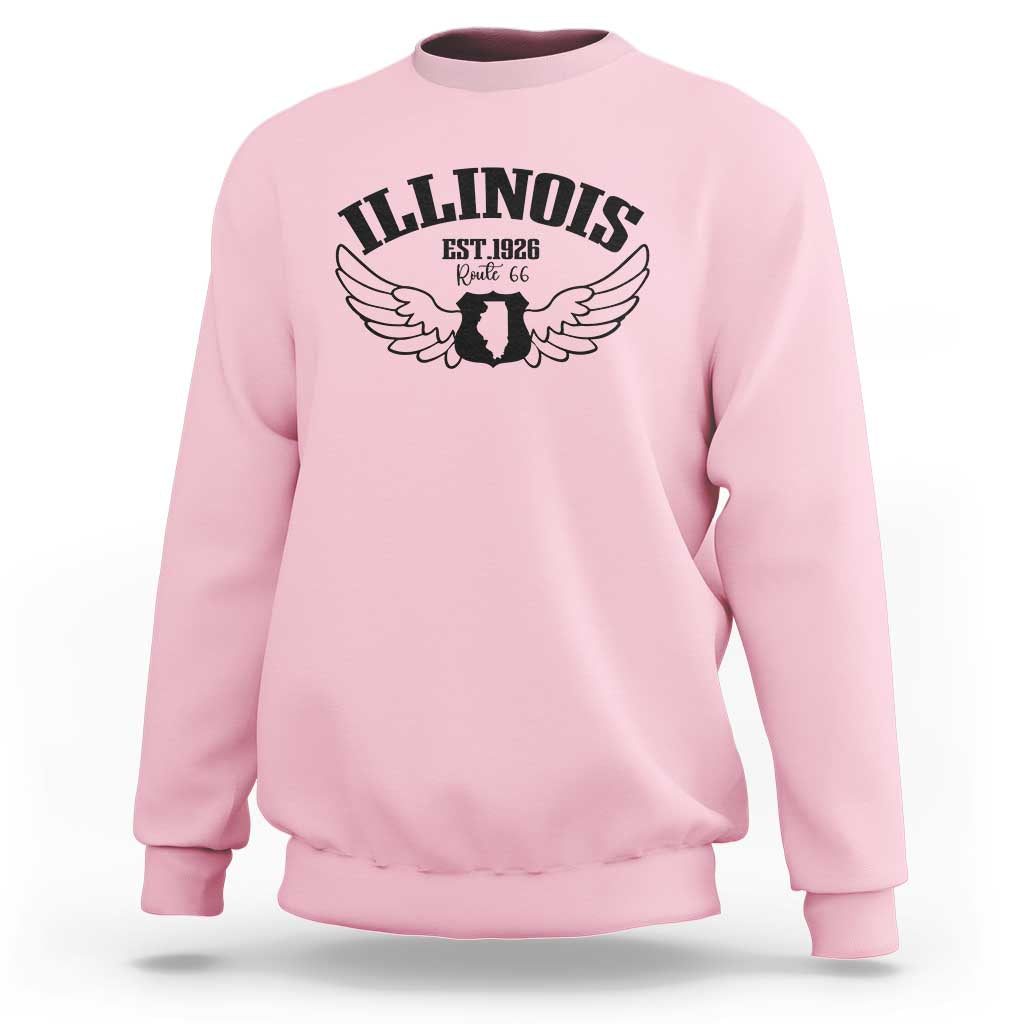 Illinois Route Highway 66 Souvenir Sweatshirt Open Road Adventure