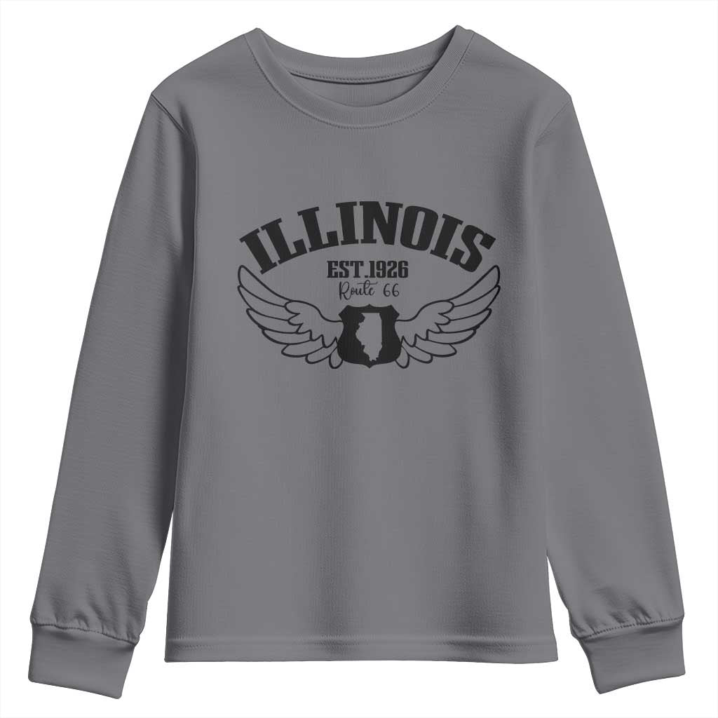 Illinois Route Highway 66 Souvenir Youth Sweatshirt Open Road Adventure