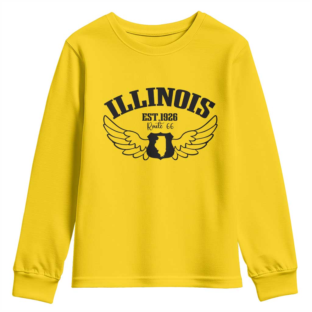 Illinois Route Highway 66 Souvenir Youth Sweatshirt Open Road Adventure