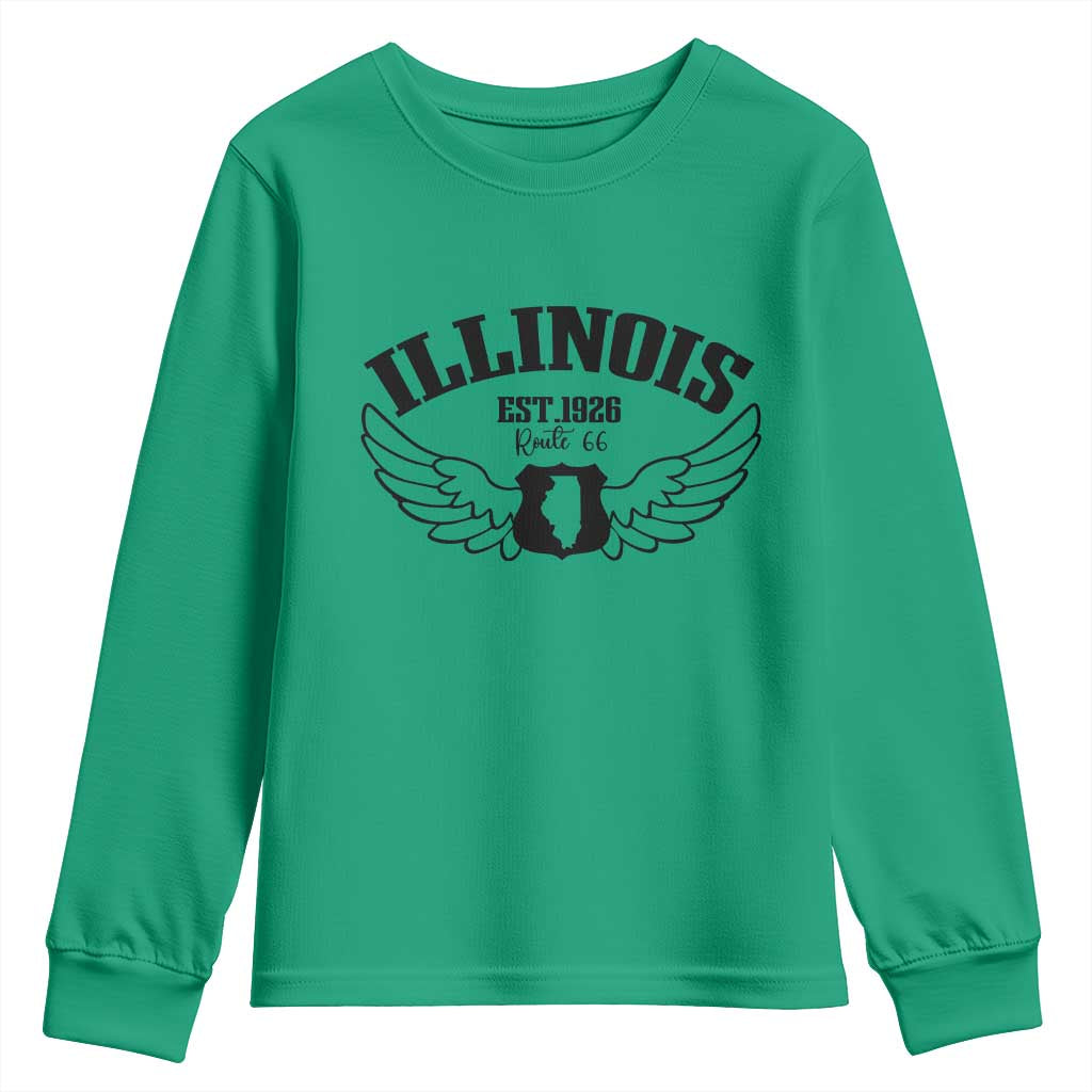 Illinois Route Highway 66 Souvenir Youth Sweatshirt Open Road Adventure