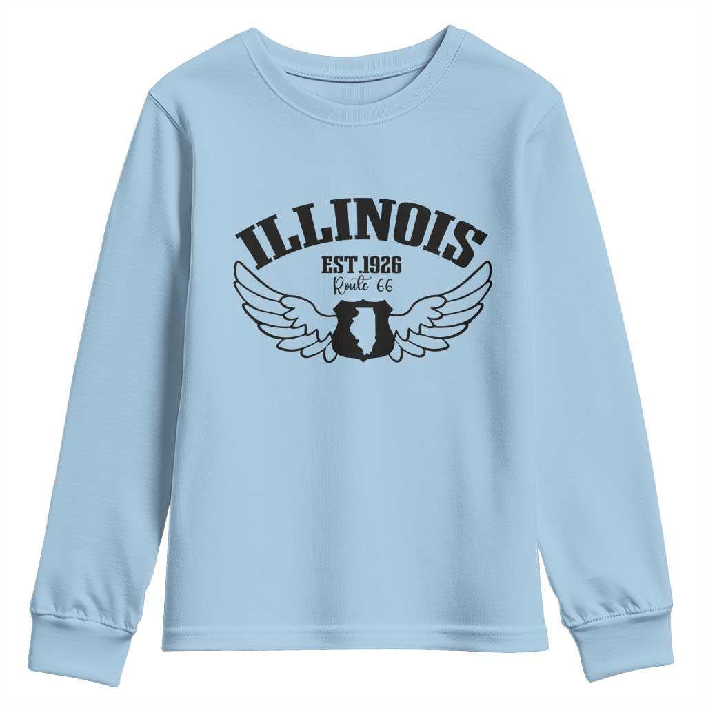 Illinois Route Highway 66 Souvenir Youth Sweatshirt Open Road Adventure