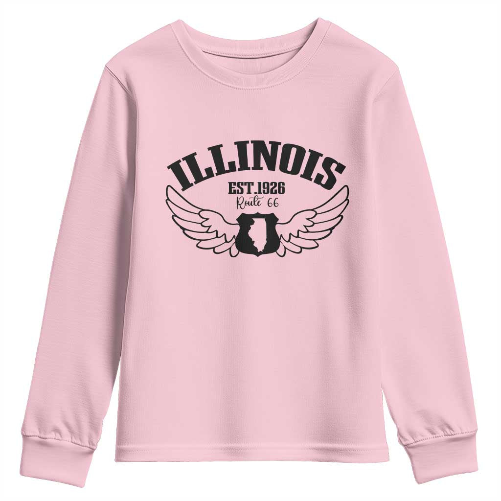 Illinois Route Highway 66 Souvenir Youth Sweatshirt Open Road Adventure