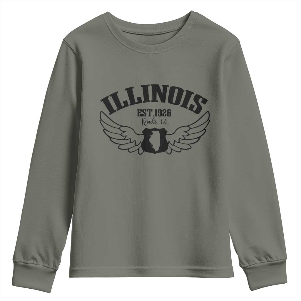 Illinois Route Highway 66 Souvenir Youth Sweatshirt Open Road Adventure