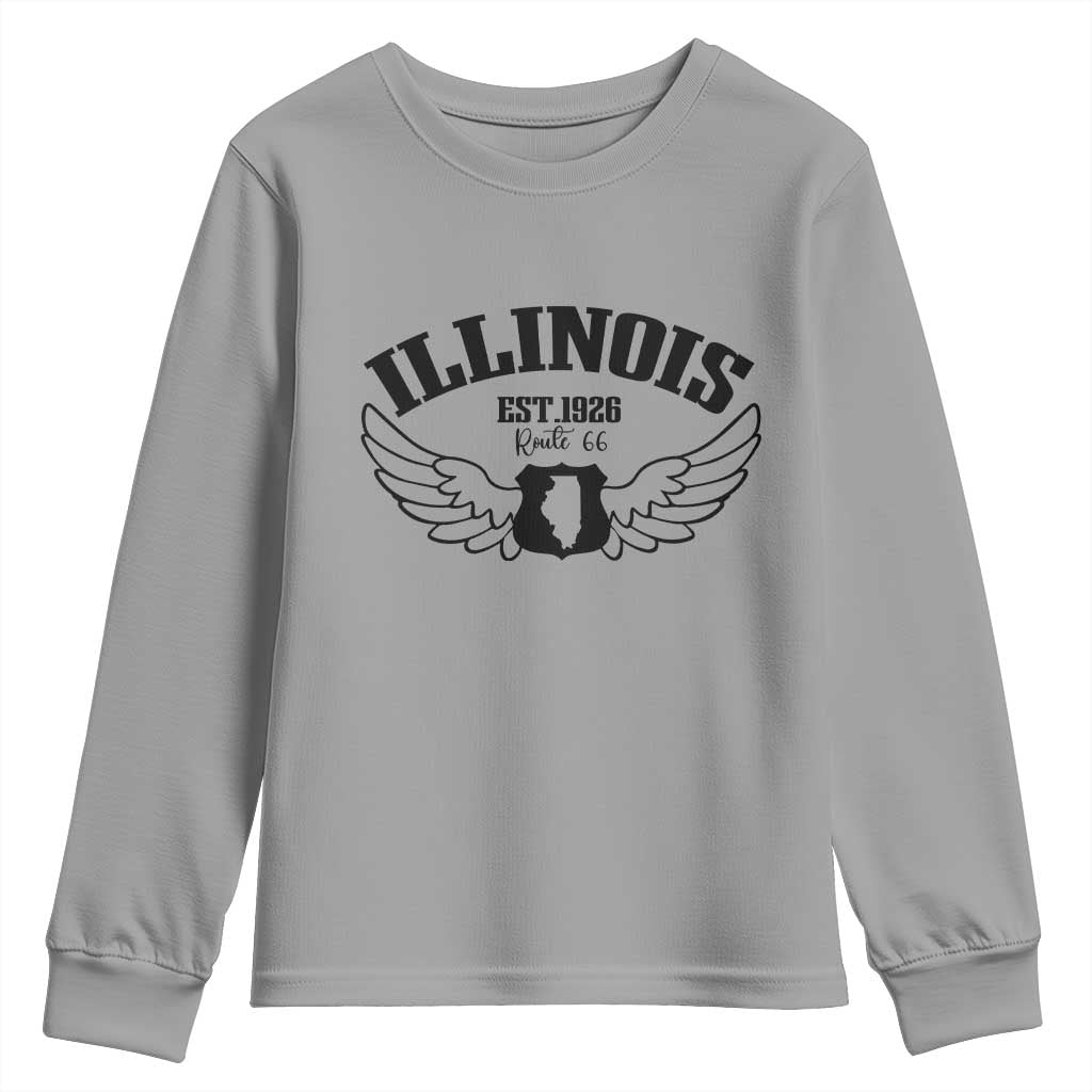 Illinois Route Highway 66 Souvenir Youth Sweatshirt Open Road Adventure