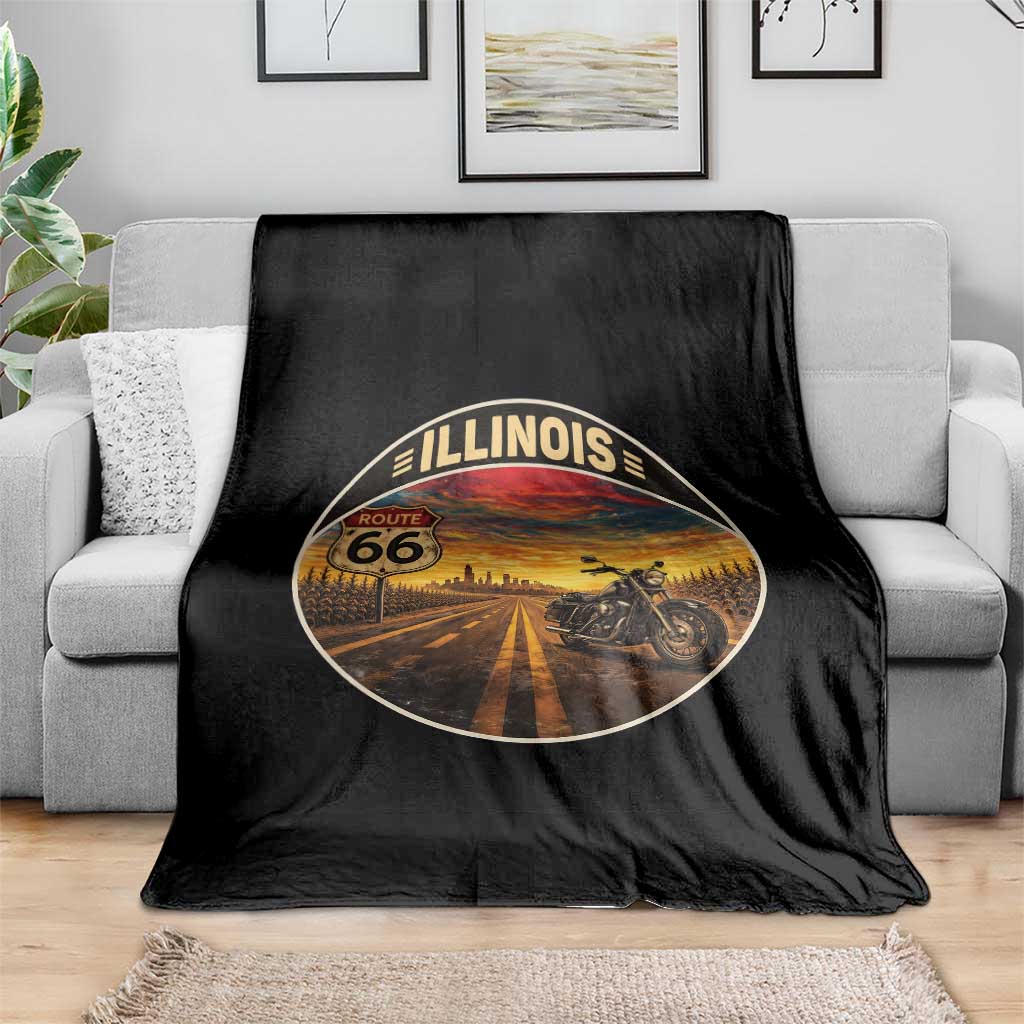 Illinois Route Highway 66 Motorcycle Throw Blanket Road Trip Adventure