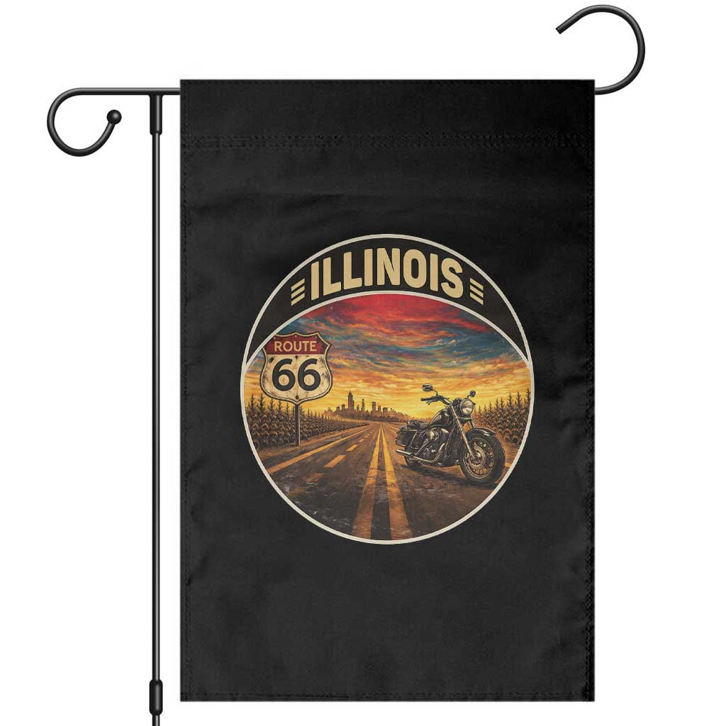 Illinois Route Highway 66 Motorcycle Garden Flag Road Trip Adventure