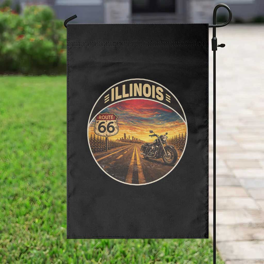 Illinois Route Highway 66 Motorcycle Garden Flag Road Trip Adventure