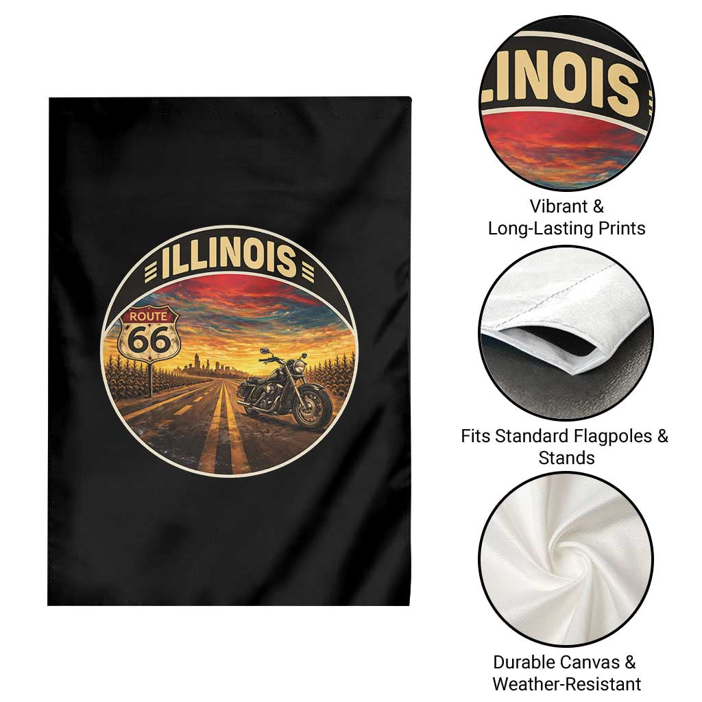 Illinois Route Highway 66 Motorcycle Garden Flag Road Trip Adventure