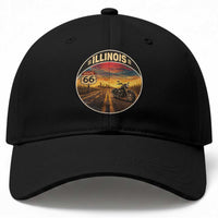Illinois Route Highway 66 Motorcycle Baseball Cap Road Trip Adventure