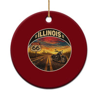 Illinois Route Highway 66 Motorcycle Ceramic Ornament Road Trip Adventure
