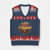 Illinois Route Highway 66 Motorcycle V-Neck Knit Sweater Vest Road Trip Adventure