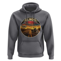 Illinois Route Highway 66 Motorcycle Hoodie Road Trip Adventure