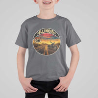 Illinois Route Highway 66 Motorcycle T Shirt For Kid Road Trip Adventure