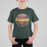 Illinois Route Highway 66 Motorcycle T Shirt For Kid Road Trip Adventure