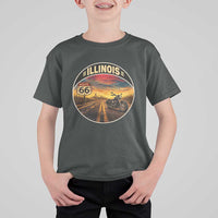 Illinois Route Highway 66 Motorcycle T Shirt For Kid Road Trip Adventure