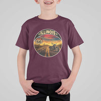 Illinois Route Highway 66 Motorcycle T Shirt For Kid Road Trip Adventure