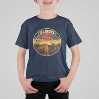 Illinois Route Highway 66 Motorcycle T Shirt For Kid Road Trip Adventure