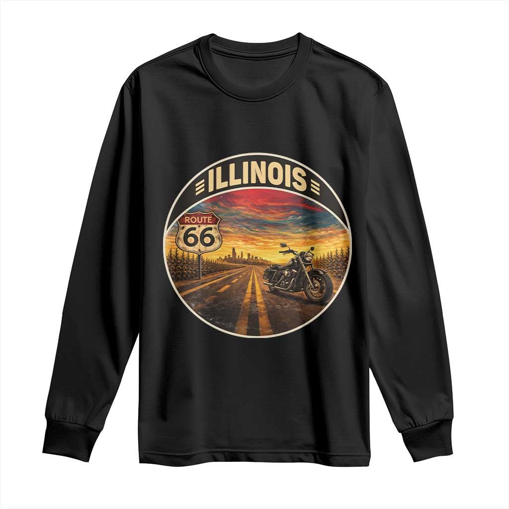 Illinois Route Highway 66 Motorcycle Long Sleeve Shirt Road Trip Adventure