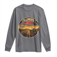 Illinois Route Highway 66 Motorcycle Long Sleeve Shirt Road Trip Adventure