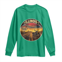 Illinois Route Highway 66 Motorcycle Long Sleeve Shirt Road Trip Adventure