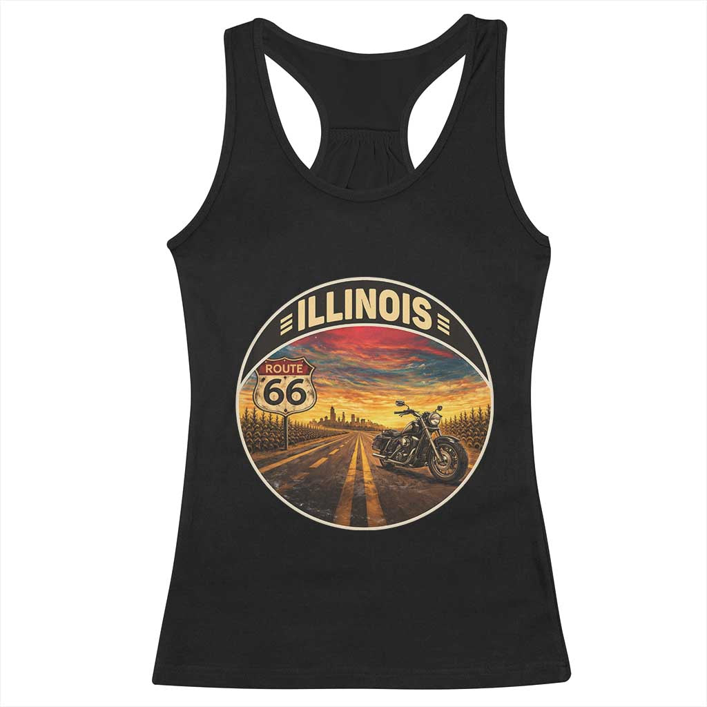 Illinois Route Highway 66 Motorcycle Racerback Tank Top Road Trip Adventure