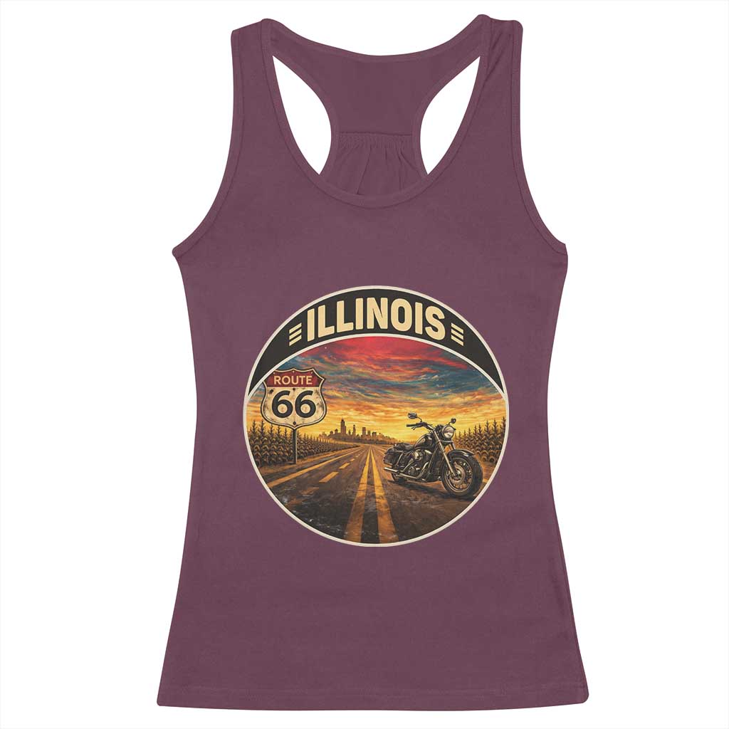 Illinois Route Highway 66 Motorcycle Racerback Tank Top Road Trip Adventure