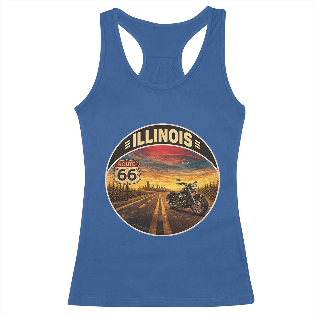 Illinois Route Highway 66 Motorcycle Racerback Tank Top Road Trip Adventure