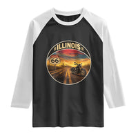 Illinois Route Highway 66 Motorcycle Raglan Shirt Road Trip Adventure
