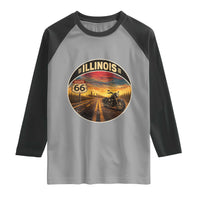 Illinois Route Highway 66 Motorcycle Raglan Shirt Road Trip Adventure