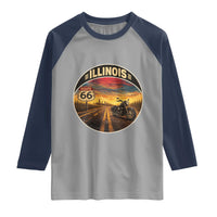 Illinois Route Highway 66 Motorcycle Raglan Shirt Road Trip Adventure