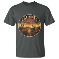 Illinois Route Highway 66 Motorcycle T Shirt Road Trip Adventure