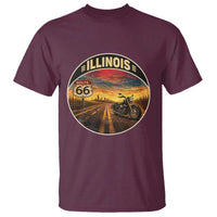 Illinois Route Highway 66 Motorcycle T Shirt Road Trip Adventure