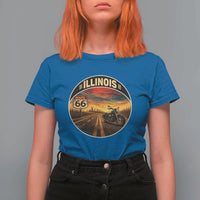 Illinois Route Highway 66 Motorcycle T Shirt For Women Road Trip Adventure