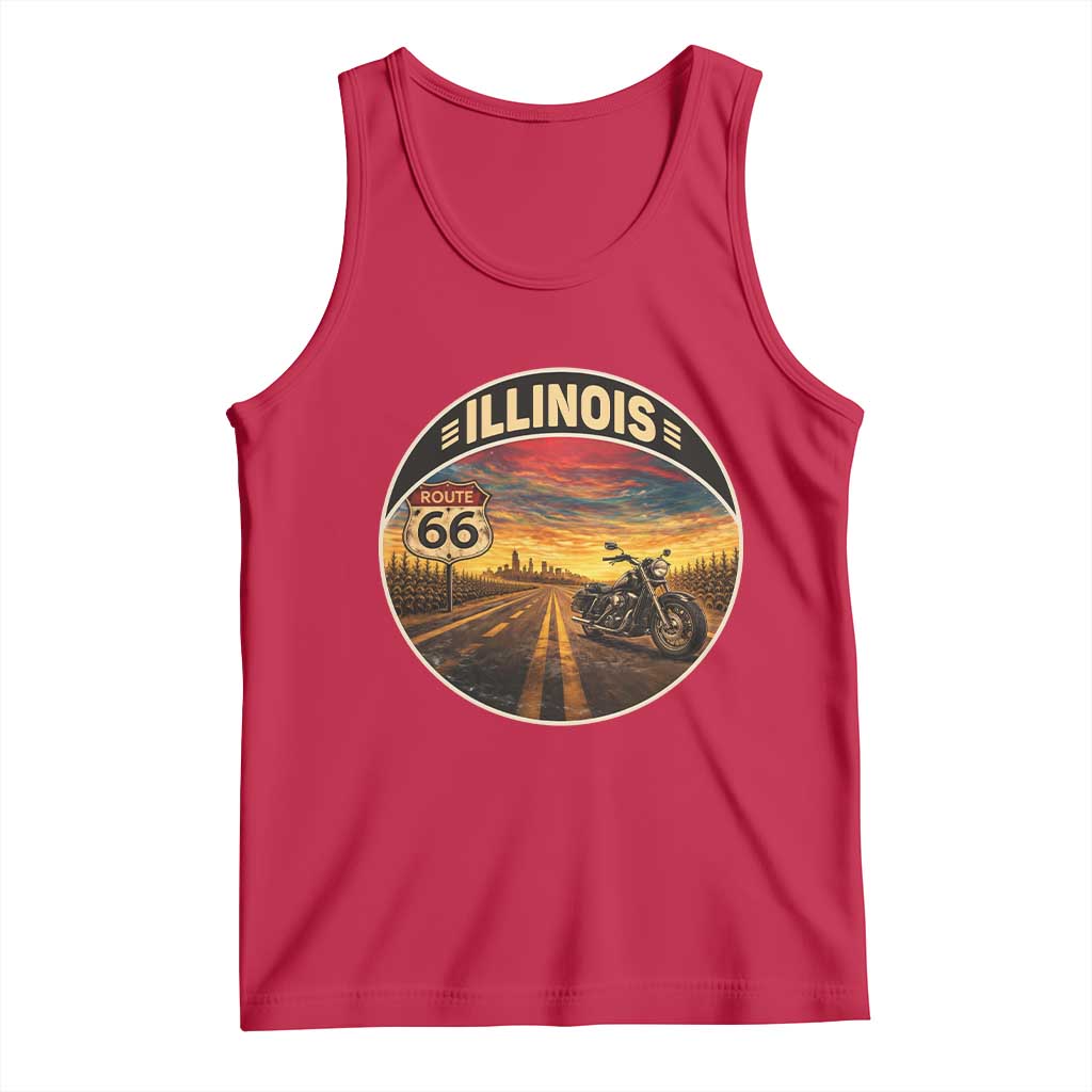 Illinois Route Highway 66 Motorcycle Tank Top Road Trip Adventure