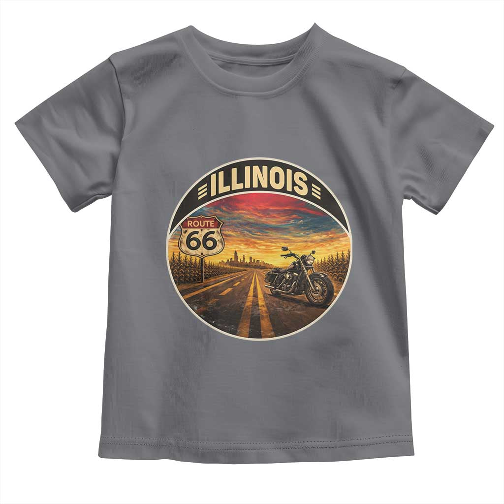 Illinois Route Highway 66 Motorcycle Toddler T Shirt Road Trip Adventure
