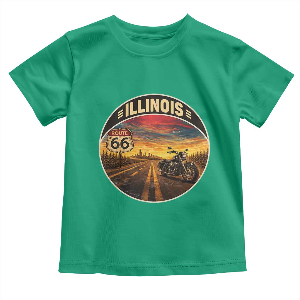 Illinois Route Highway 66 Motorcycle Toddler T Shirt Road Trip Adventure