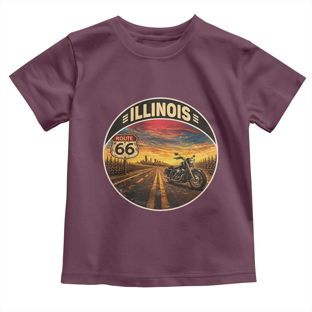 Illinois Route Highway 66 Motorcycle Toddler T Shirt Road Trip Adventure